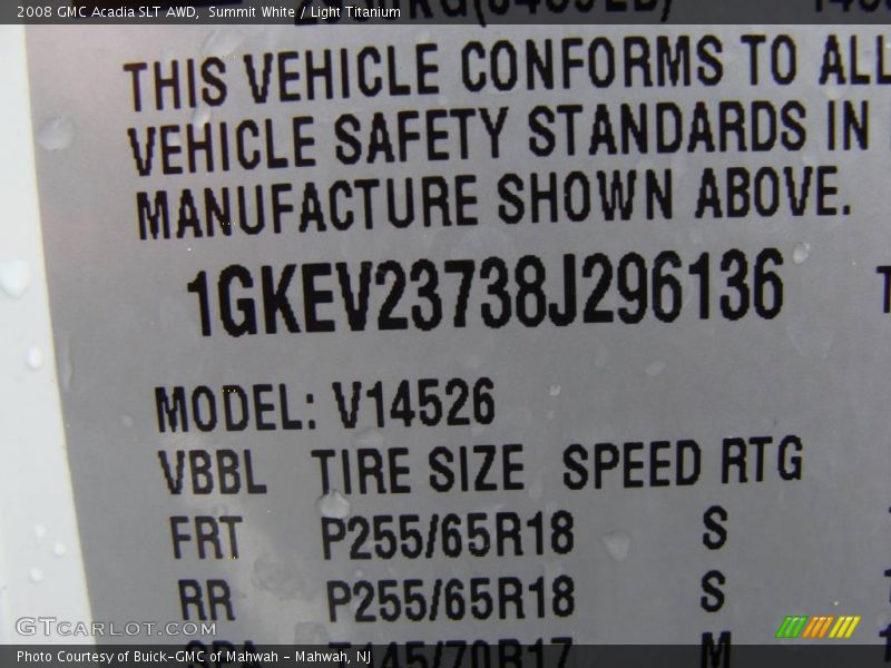 Summit White / Light Titanium 2008 GMC Acadia SLT AWD