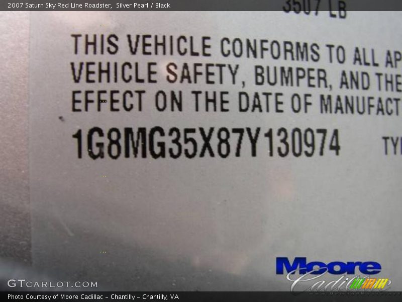 Silver Pearl / Black 2007 Saturn Sky Red Line Roadster