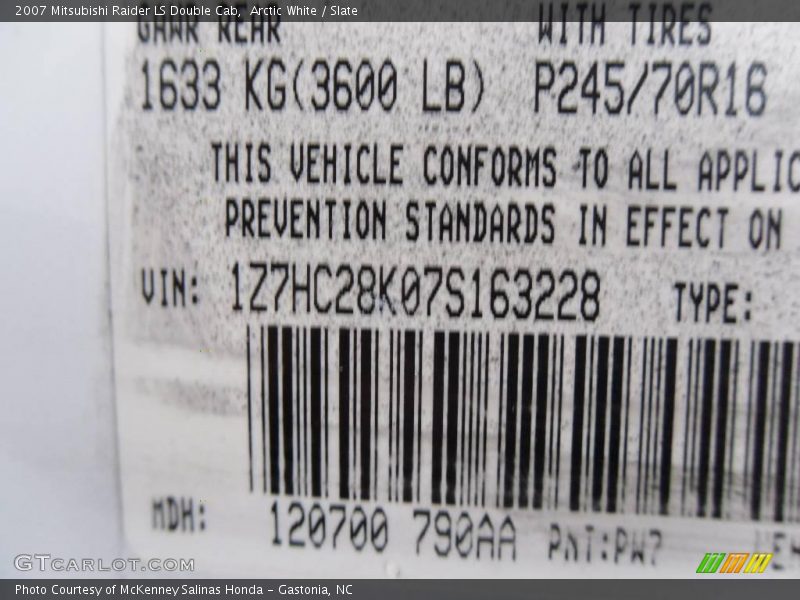 Arctic White / Slate 2007 Mitsubishi Raider LS Double Cab
