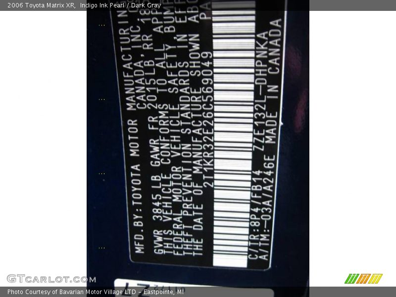 Indigo Ink Pearl / Dark Gray 2006 Toyota Matrix XR