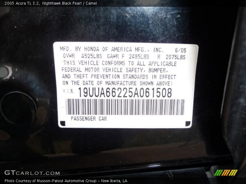 Nighthawk Black Pearl / Camel 2005 Acura TL 3.2