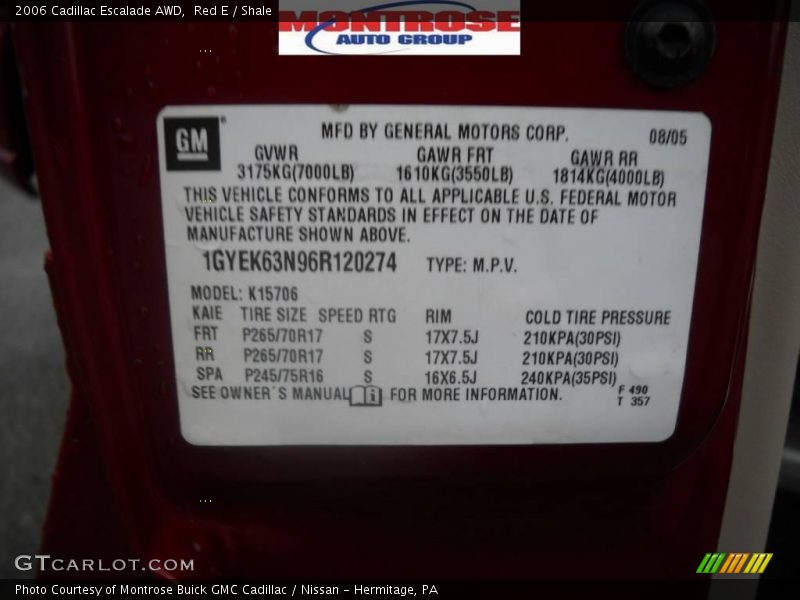 Red E / Shale 2006 Cadillac Escalade AWD