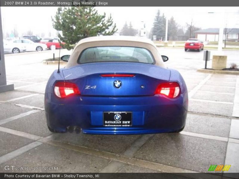 Montego Blue Metallic / Beige 2007 BMW Z4 3.0i Roadster