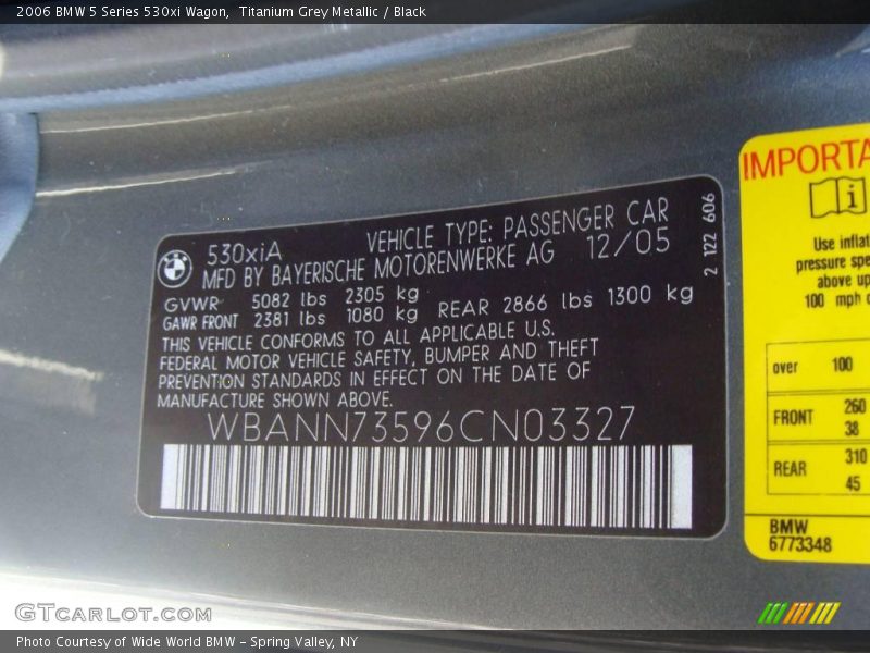 Titanium Grey Metallic / Black 2006 BMW 5 Series 530xi Wagon