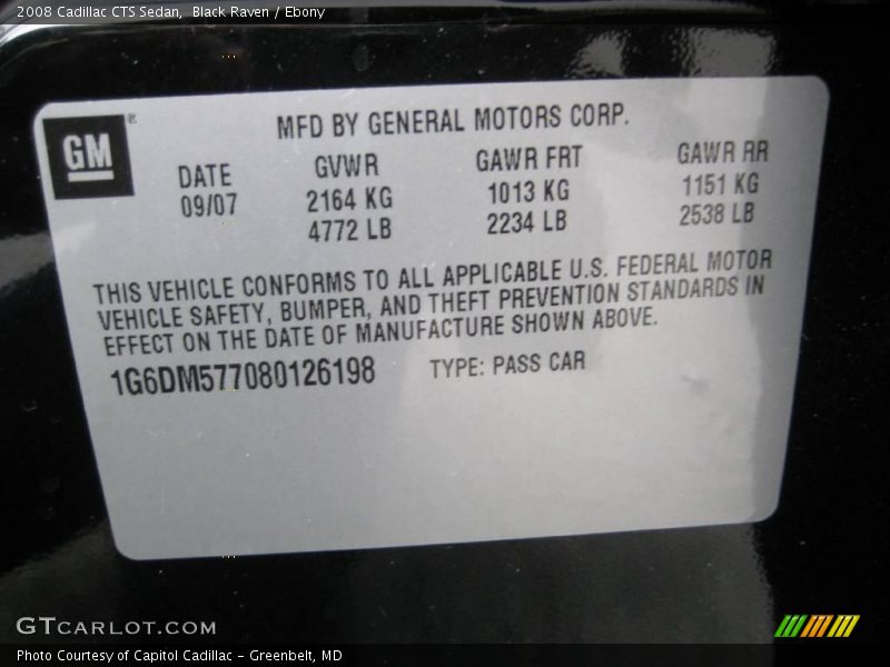 Black Raven / Ebony 2008 Cadillac CTS Sedan