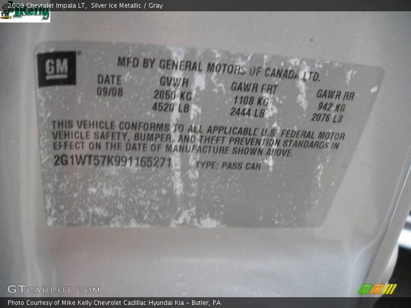 Silver Ice Metallic / Gray 2009 Chevrolet Impala LT