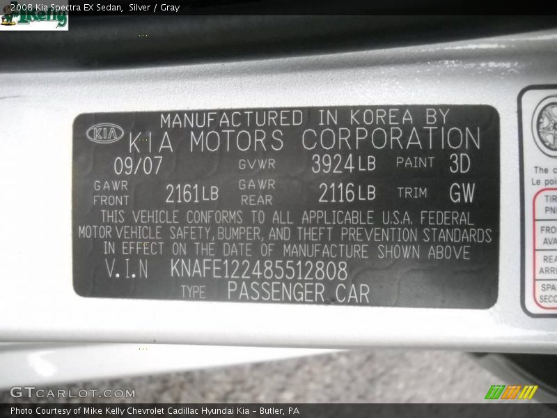 Silver / Gray 2008 Kia Spectra EX Sedan