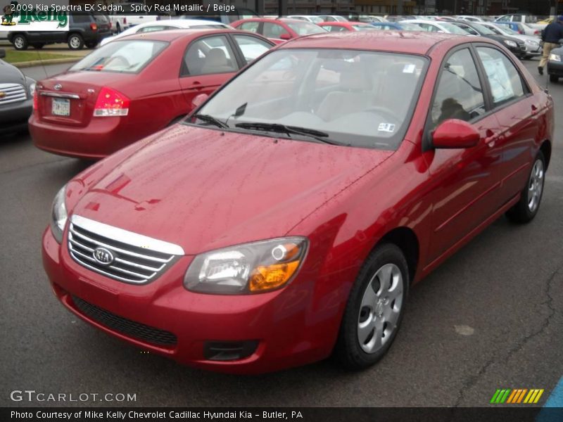 Spicy Red Metallic / Beige 2009 Kia Spectra EX Sedan