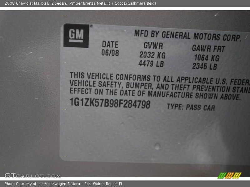 Amber Bronze Metallic / Cocoa/Cashmere Beige 2008 Chevrolet Malibu LTZ Sedan