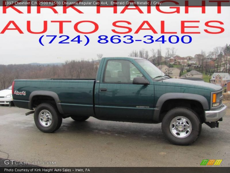 Emerald Green Metallic / Gray 1997 Chevrolet C/K 2500 K2500 Cheyenne Regular Cab 4x4