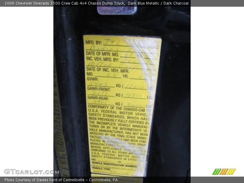 Dark Blue Metallic / Dark Charcoal 2006 Chevrolet Silverado 3500 Crew Cab 4x4 Chassis Dump Truck
