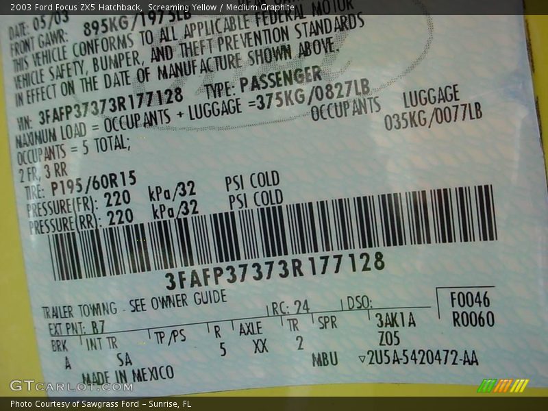 Screaming Yellow / Medium Graphite 2003 Ford Focus ZX5 Hatchback