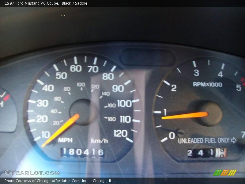 Black / Saddle 1997 Ford Mustang V6 Coupe