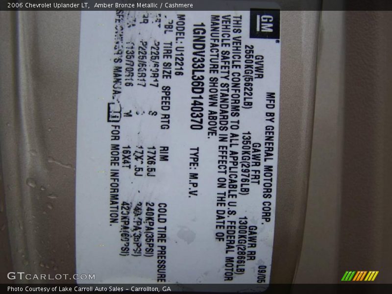 Amber Bronze Metallic / Cashmere 2006 Chevrolet Uplander LT