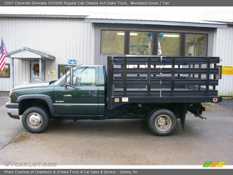 Woodland Green / Tan 2007 Chevrolet Silverado 3500HD Regular Cab Chassis 4x4 Stake Truck