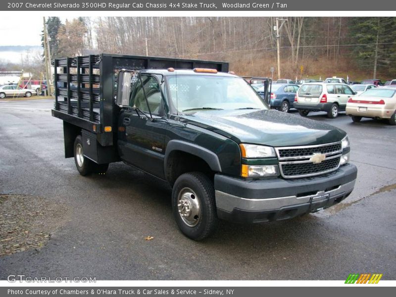 Woodland Green / Tan 2007 Chevrolet Silverado 3500HD Regular Cab Chassis 4x4 Stake Truck