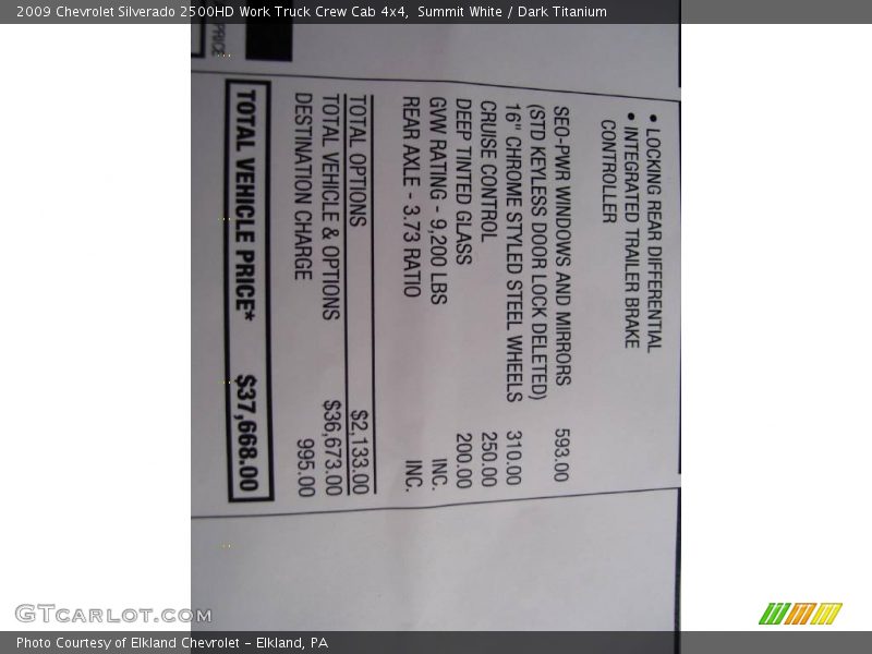 Summit White / Dark Titanium 2009 Chevrolet Silverado 2500HD Work Truck Crew Cab 4x4
