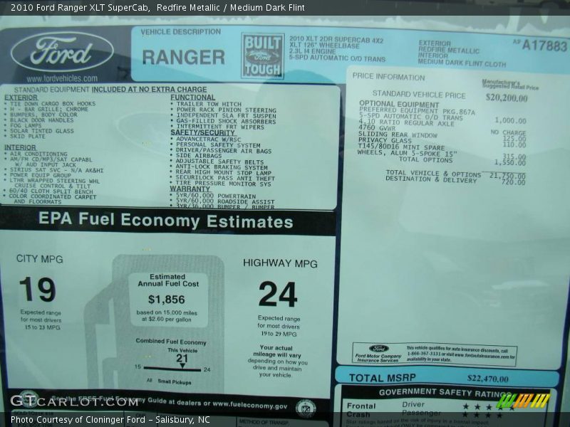 Redfire Metallic / Medium Dark Flint 2010 Ford Ranger XLT SuperCab