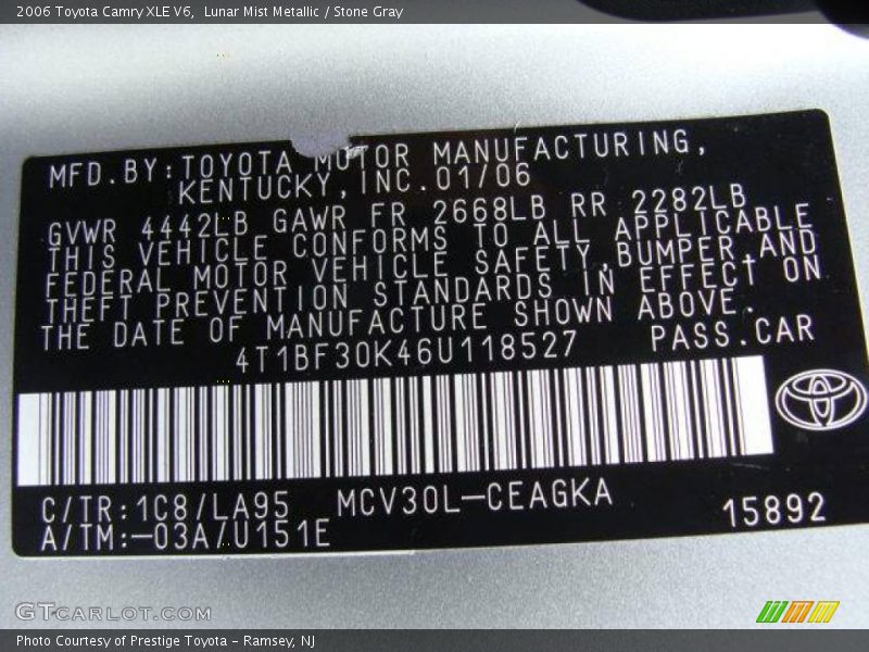 Lunar Mist Metallic / Stone Gray 2006 Toyota Camry XLE V6