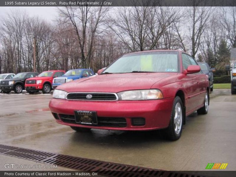 Ruby Red Pearl Metallic / Gray 1995 Subaru Legacy LS Sedan