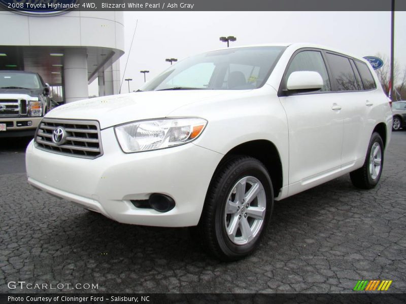 Blizzard White Pearl / Ash Gray 2008 Toyota Highlander 4WD