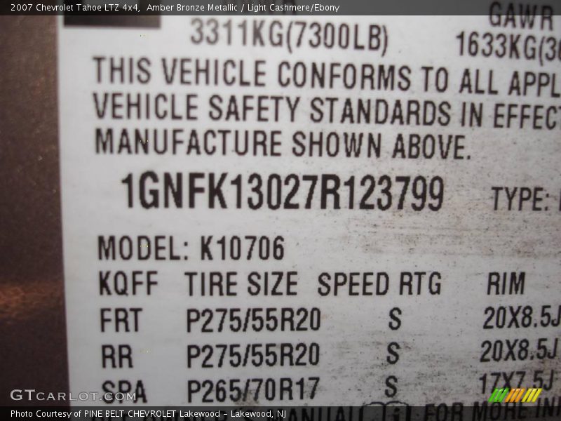 Amber Bronze Metallic / Light Cashmere/Ebony 2007 Chevrolet Tahoe LTZ 4x4