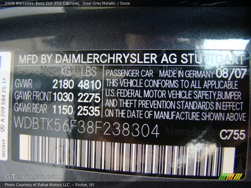 Steel Grey Metallic / Stone 2008 Mercedes-Benz CLK 350 Cabriolet