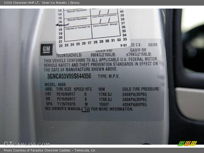 Silver Ice Metallic / Ebony 2009 Chevrolet HHR LT