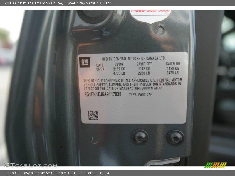 Cyber Gray Metallic / Black 2010 Chevrolet Camaro SS Coupe