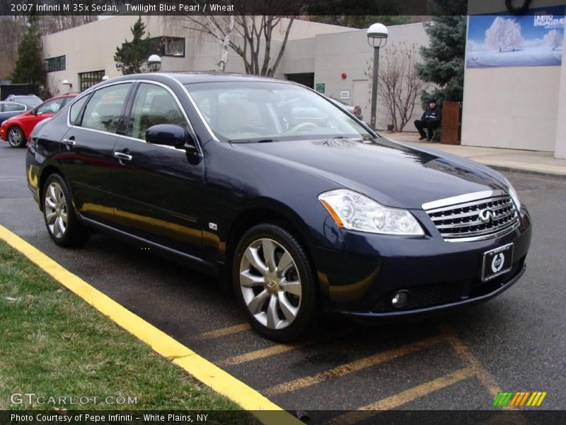 Twilight Blue Pearl / Wheat 2007 Infiniti M 35x Sedan