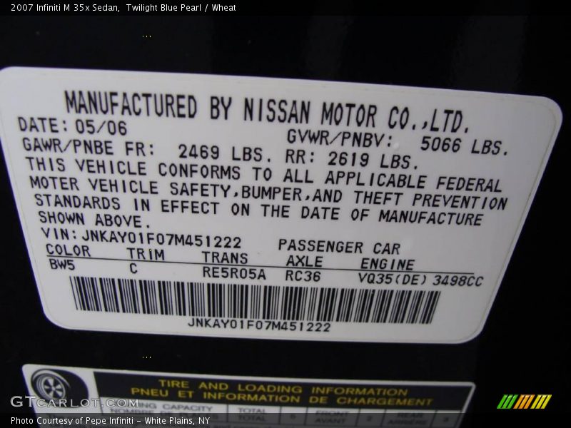 Twilight Blue Pearl / Wheat 2007 Infiniti M 35x Sedan