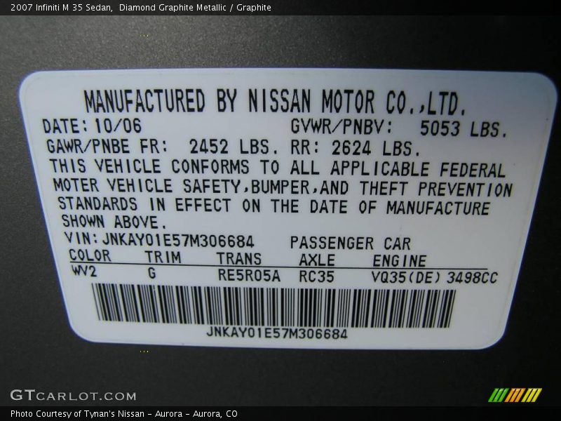 Diamond Graphite Metallic / Graphite 2007 Infiniti M 35 Sedan