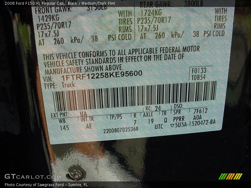 Black / Medium/Dark Flint 2008 Ford F150 XL Regular Cab