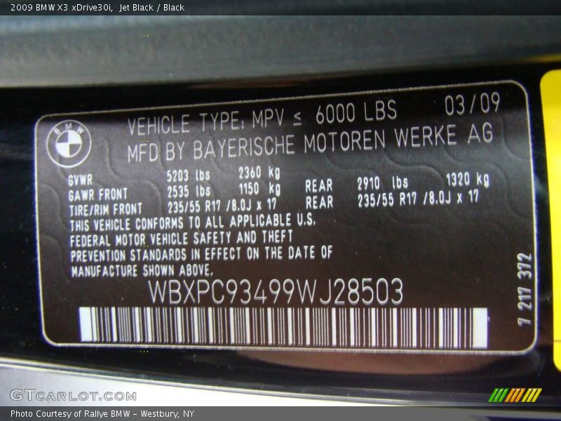 Jet Black / Black 2009 BMW X3 xDrive30i