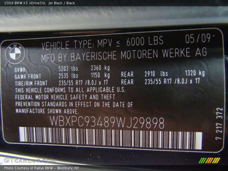 Jet Black / Black 2009 BMW X3 xDrive30i