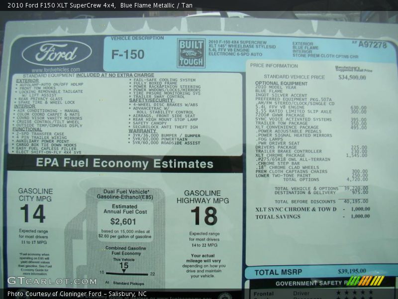 Blue Flame Metallic / Tan 2010 Ford F150 XLT SuperCrew 4x4