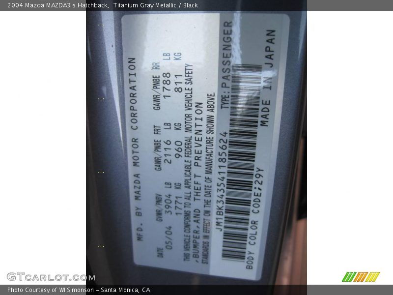Titanium Gray Metallic / Black 2004 Mazda MAZDA3 s Hatchback