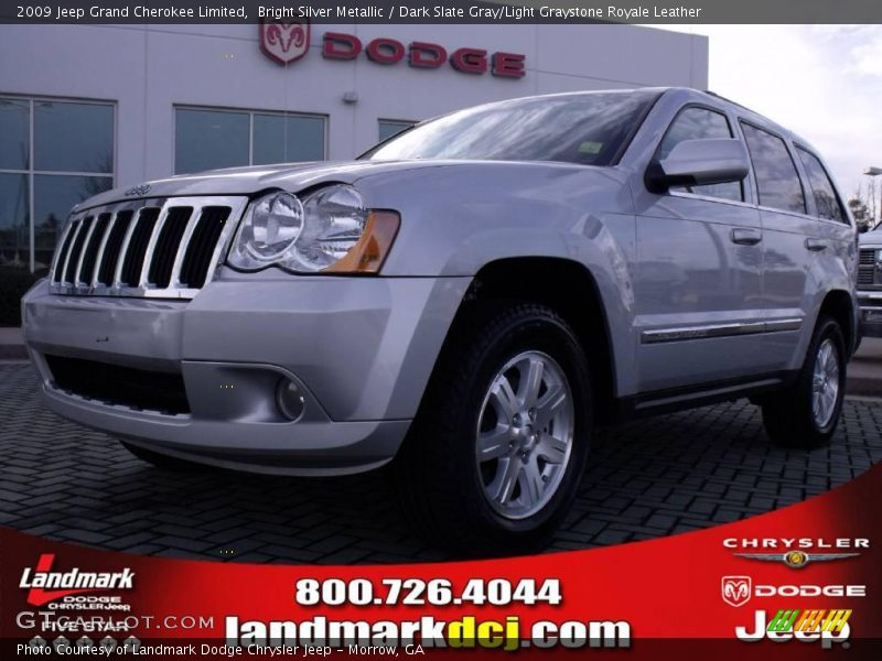 Bright Silver Metallic / Dark Slate Gray/Light Graystone Royale Leather 2009 Jeep Grand Cherokee Limited