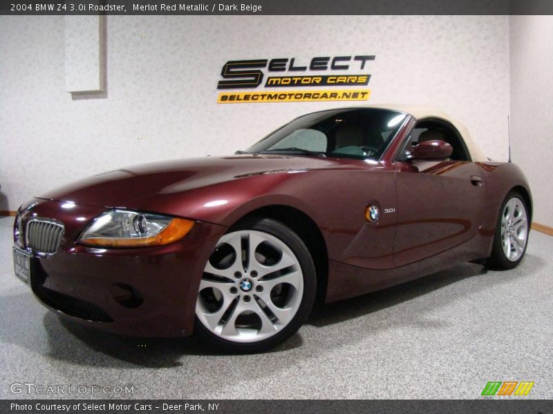 Merlot Red Metallic / Dark Beige 2004 BMW Z4 3.0i Roadster