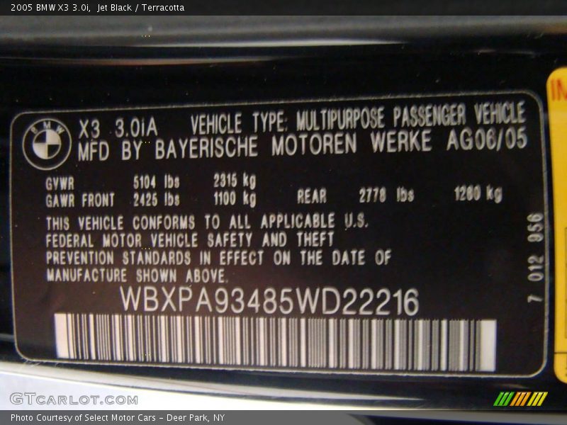 Jet Black / Terracotta 2005 BMW X3 3.0i