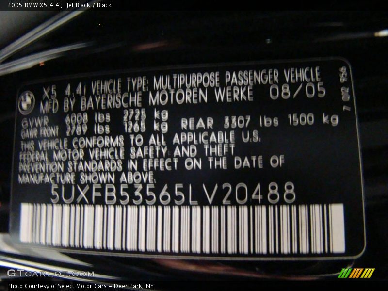 Jet Black / Black 2005 BMW X5 4.4i