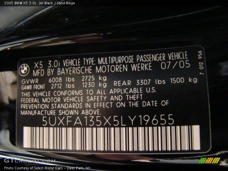 Jet Black / Sand Beige 2005 BMW X5 3.0i