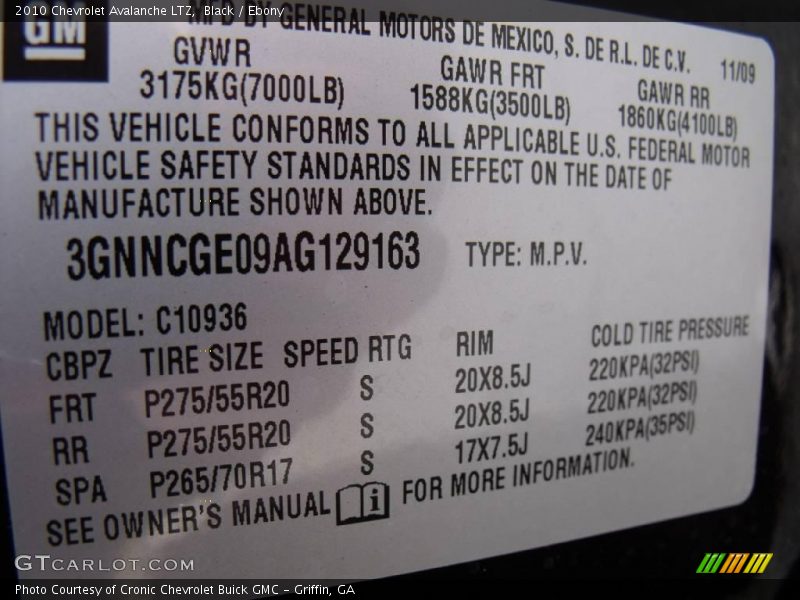 Black / Ebony 2010 Chevrolet Avalanche LTZ