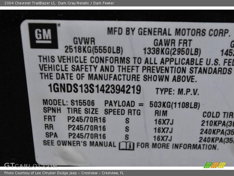 Dark Gray Metallic / Dark Pewter 2004 Chevrolet TrailBlazer LS