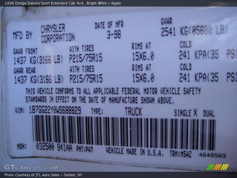 Bright White / Agate 1998 Dodge Dakota Sport Extended Cab 4x4
