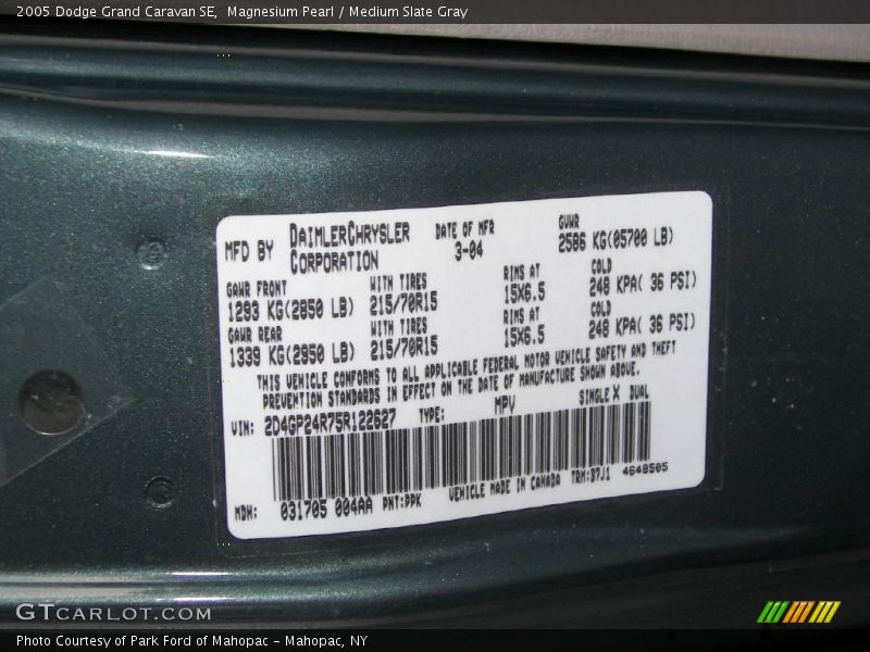 Magnesium Pearl / Medium Slate Gray 2005 Dodge Grand Caravan SE
