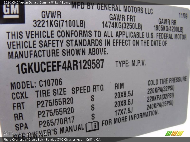 Summit White / Ebony 2010 GMC Yukon Denali