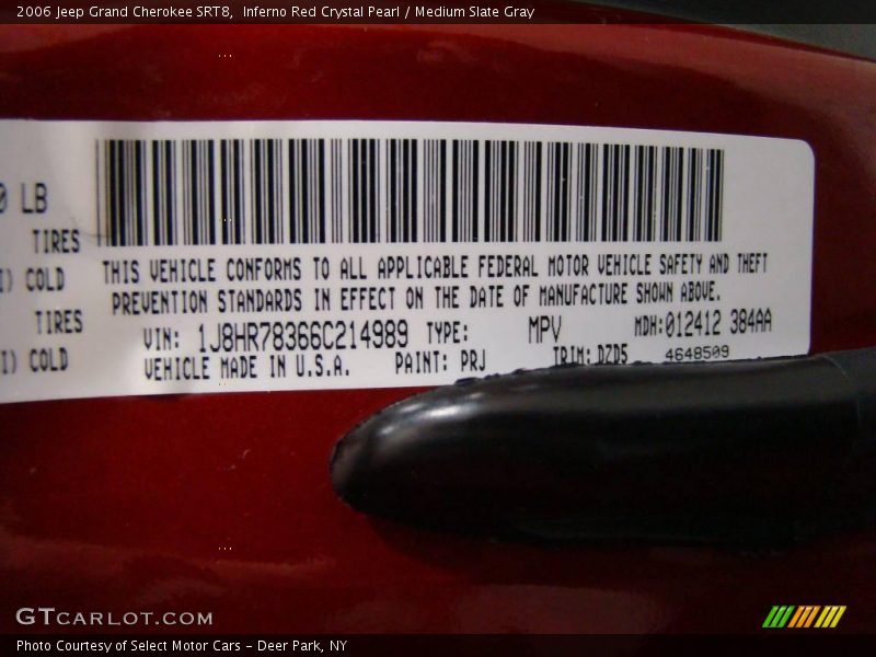Inferno Red Crystal Pearl / Medium Slate Gray 2006 Jeep Grand Cherokee SRT8