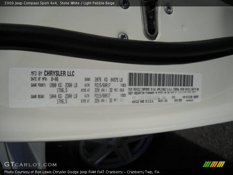 Stone White / Light Pebble Beige 2009 Jeep Compass Sport 4x4