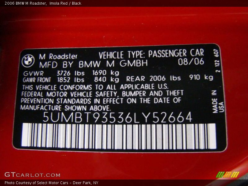 Imola Red / Black 2006 BMW M Roadster